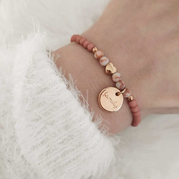 Family Perlenarmband Roségold Bracelet Geschenk Mama Schwester Farbwahl