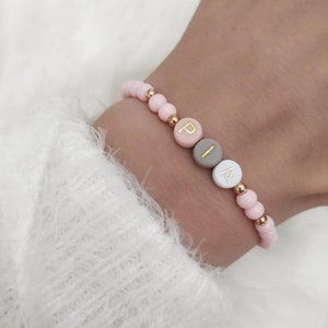 Nombre de la pulsera Filigrana de la pulsera Iniciales deseadas Letras de la pulsera Iniciales Pulsera Rosa rosado
