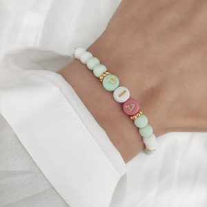 Pulsera nombre pulsera filigrana letras iniciales deseadas pulsera inicial pulsera colorida colores pastel