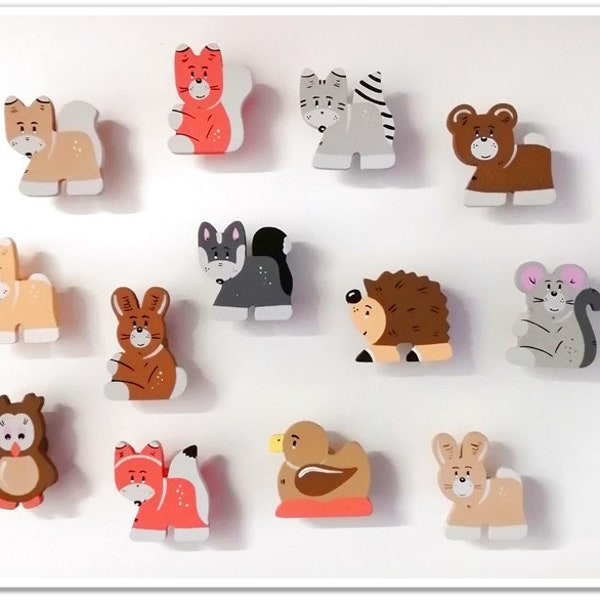 Poignée de meuble animaux de la forêt boutons de meubles, boutons de commode, meubles pour enfants, meubles, poignée d'armoire, poignées en bois, bouton en bois, chambre d'enfant
