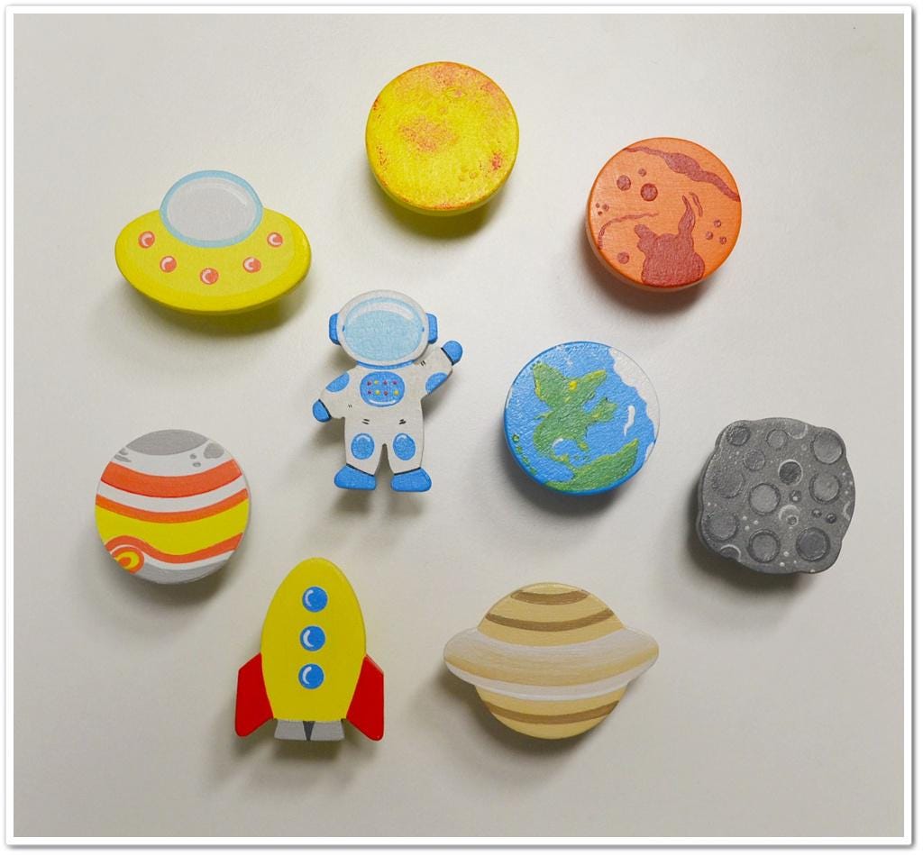 Poignée de meuble, espace, boutons de meuble, boutons de commode, meubles pour enfants, meubles, poignée d'armoire, poignées en bois, bouton en bois,