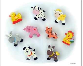 Farm Animals" Furniture Handle Furniture Knobs, Dresser Knobs, Children's Furniture, Furniture, Cabinet Handle, Wooden Handles, Wooden Knob