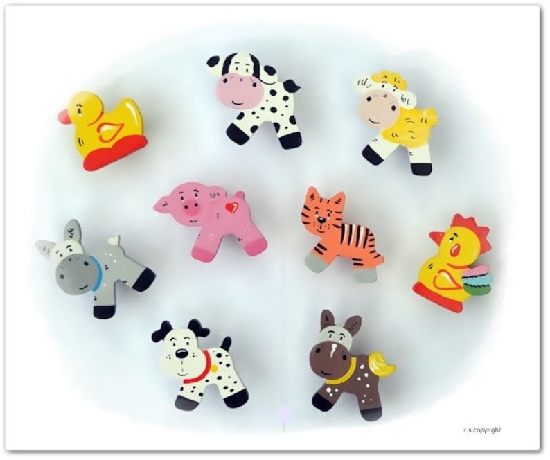 Farm Animals Furniture Handle Furniture Knobs, Dresser Knobs, Children's Furniture, Furniture, Cabinet Handle, Wooden Handles, Wooden Knob image 1