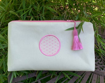 Waschbeutel Kulturtasche Blume des Lebens mit Tassel