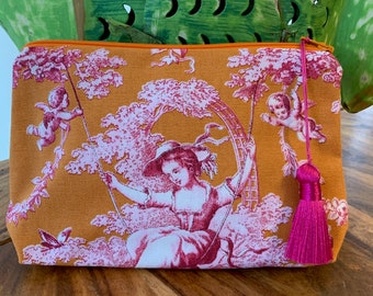 Schmucktasche  Toile de jouy orange