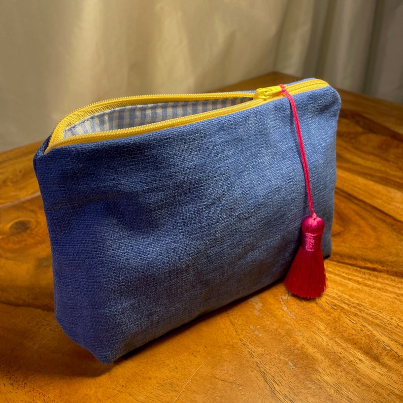 Schmucktasche aus blauem Baumwollvelour Bild 3