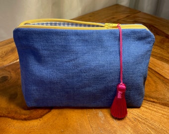 Schmucktasche  aus blauem Baumwollvelour