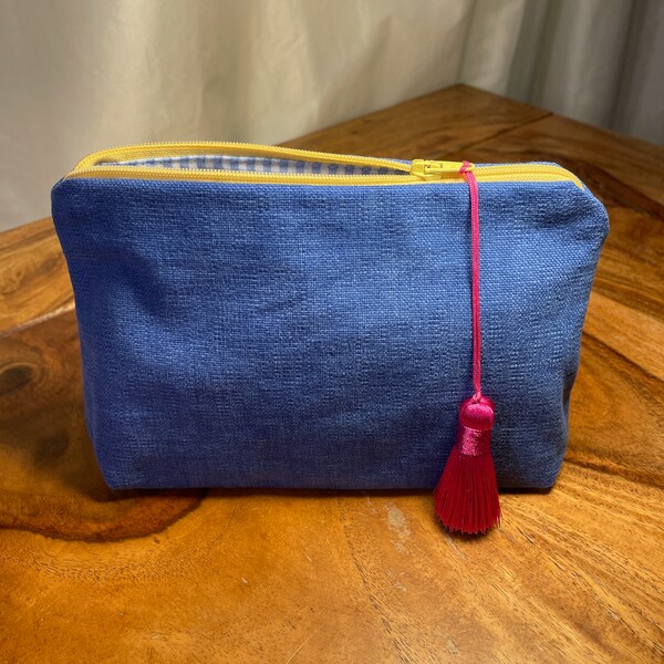Schmucktasche  aus blauem Baumwollvelour