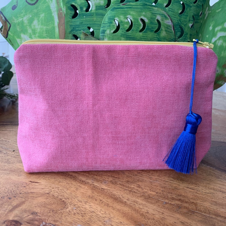 Schmucktasche aus rosa Baumwollvelour Bild 1