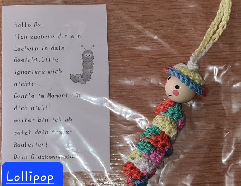 Sorgenwürmchen mit Hut Häkelwürmchen Bild 9