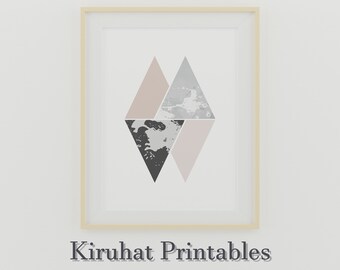 Turkis Dreiecke Wand Kunstdruck Minimalismus Geometrische Etsy