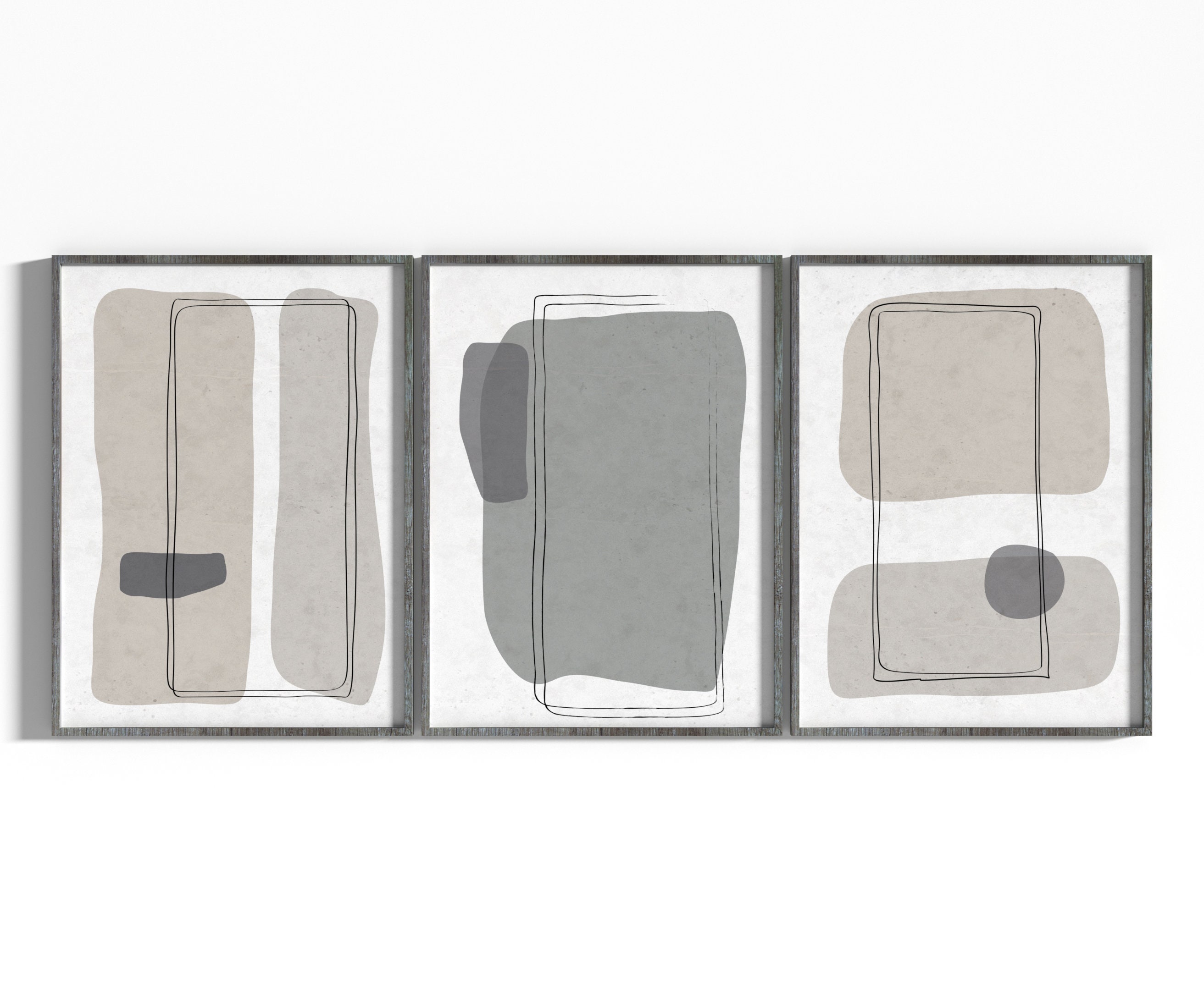 Mid Century Modern Wall Art Set of 3 Living Room Wall Art - Etsy