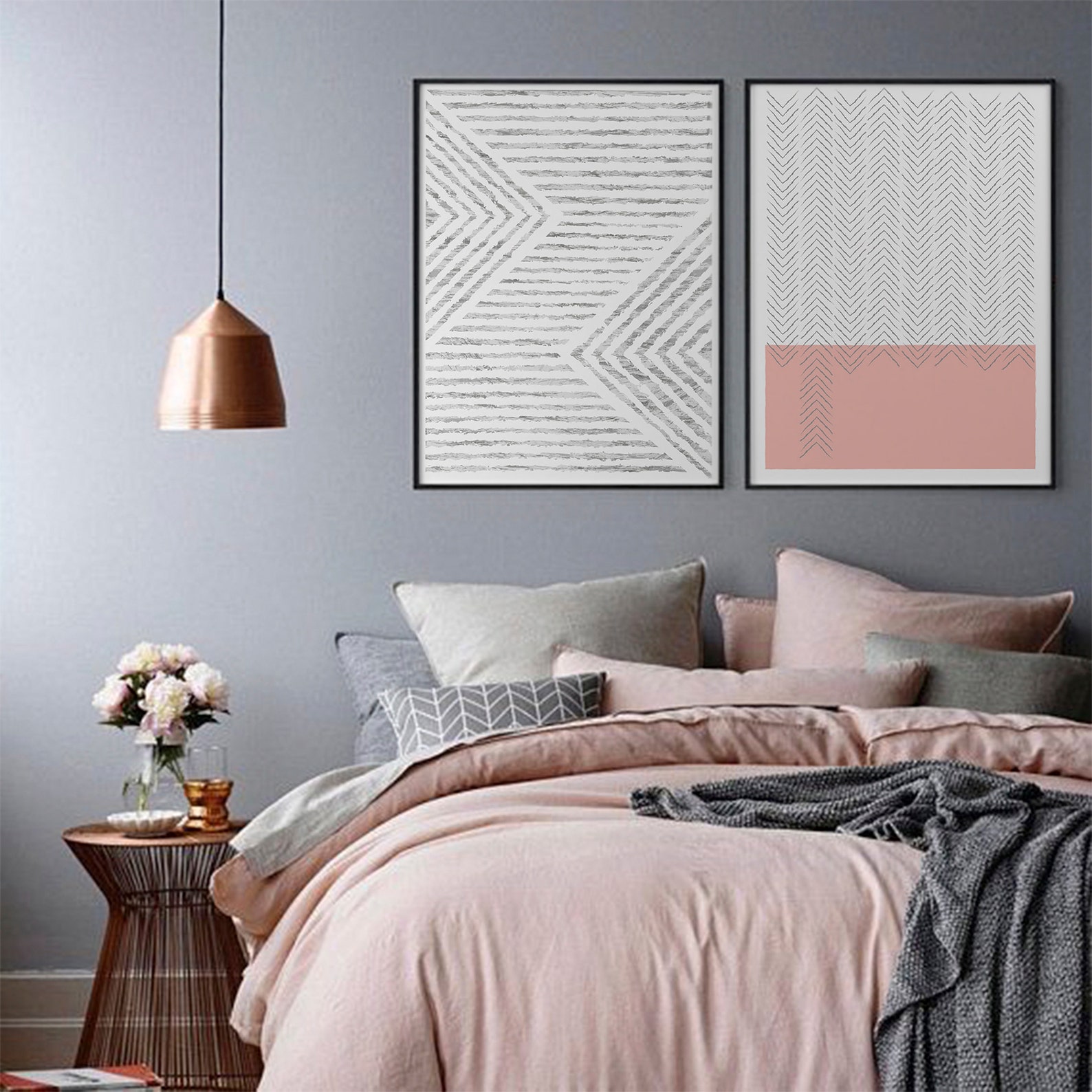 Black White Lines Wall Art Set Minimalist Print Set Abstract Etsy