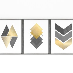 Gold &amp; Grey Geometric Art Print Geometry Art Minimalism - Etsy