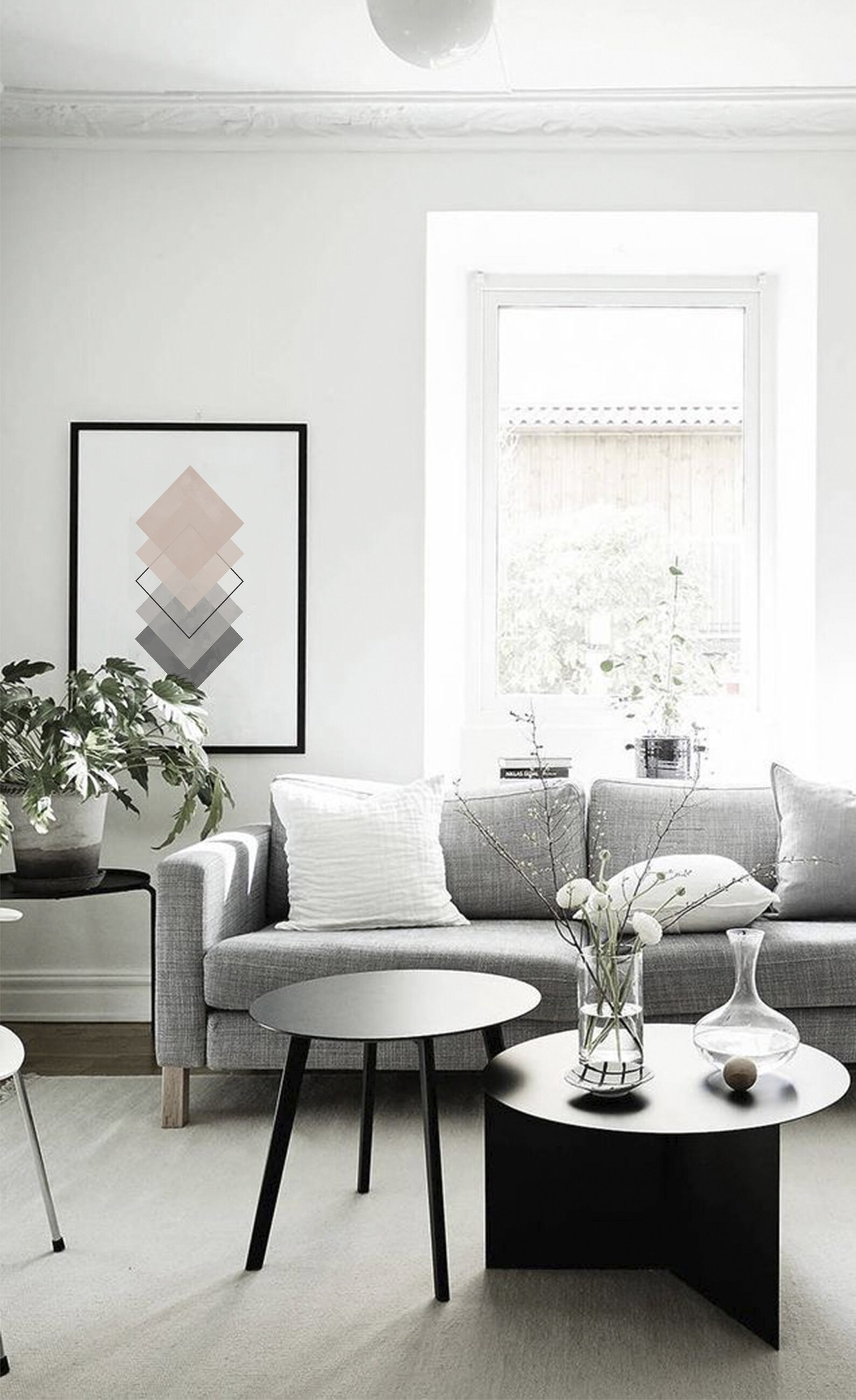 Minimalist Art Print, Pink and Grey Print, Square Prints, Wall Decor