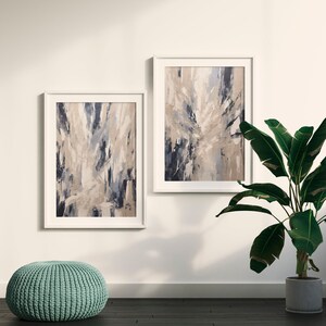 Navy Blue Wall Art Set of 3 Printable Wall Art, Modern Art Brush Strokes Print, Modern abstract digital print set of 3, Minimalist Poster image 8