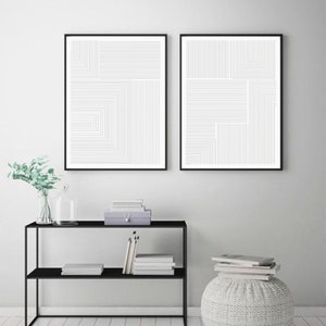 Abstract print set of 2 digital download, Minimalist Print Set, Modern Art Print, Above the Bed Prints, Set of 2 , Black Lines Print image 2