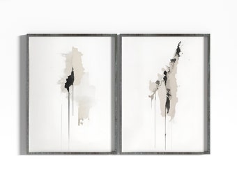 Abstract printable digital download, Modern art prints set of 2, Minimalist wall art bedroom