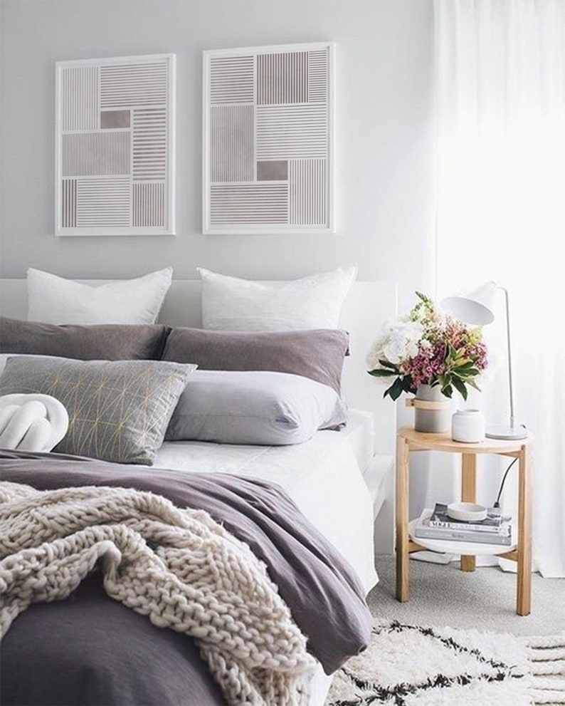 Graphic Art Print Set of 2 Black and White Line Art Etsy