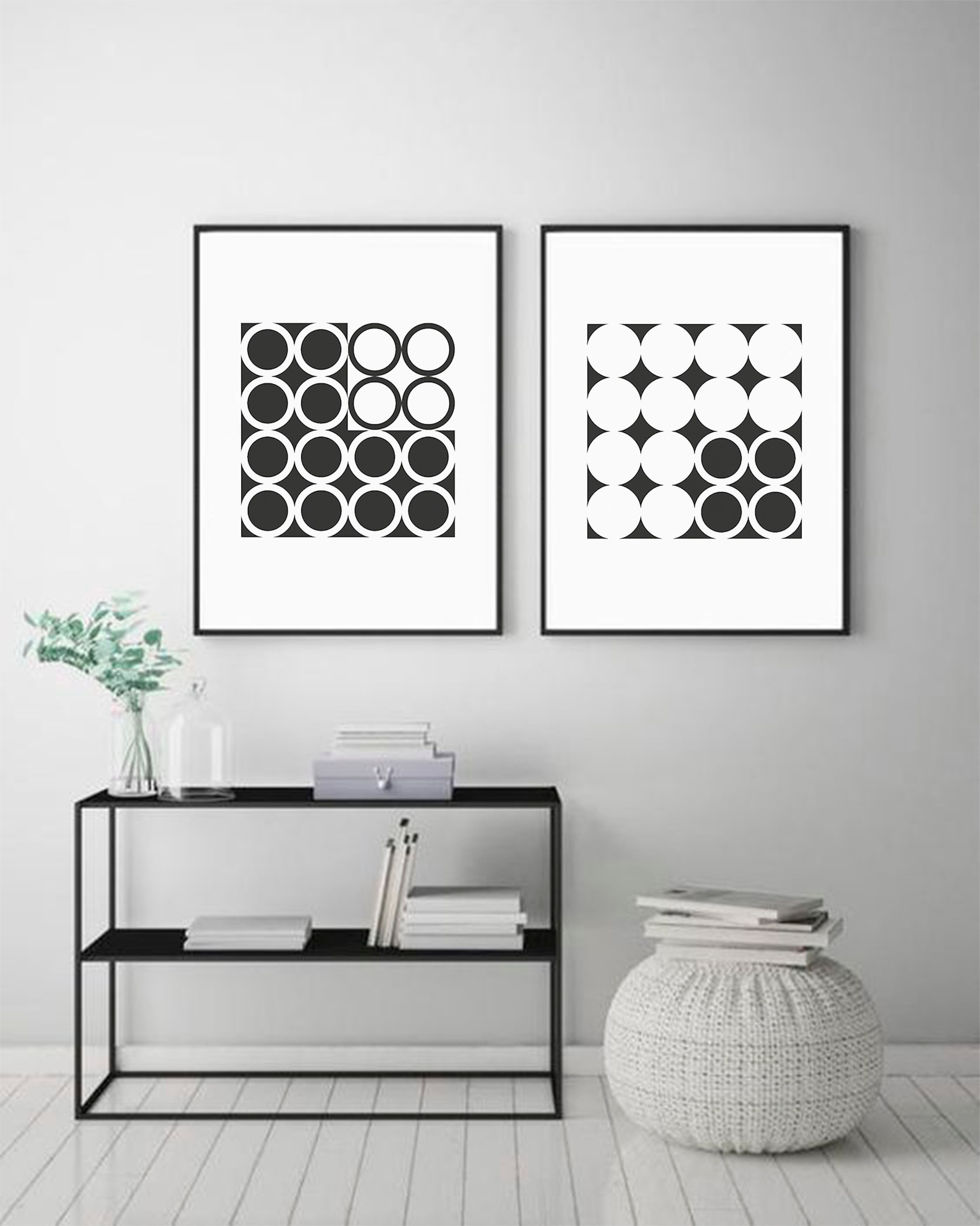 Black & White Geometric Wall Art Modern Printable Wall Print Etsy