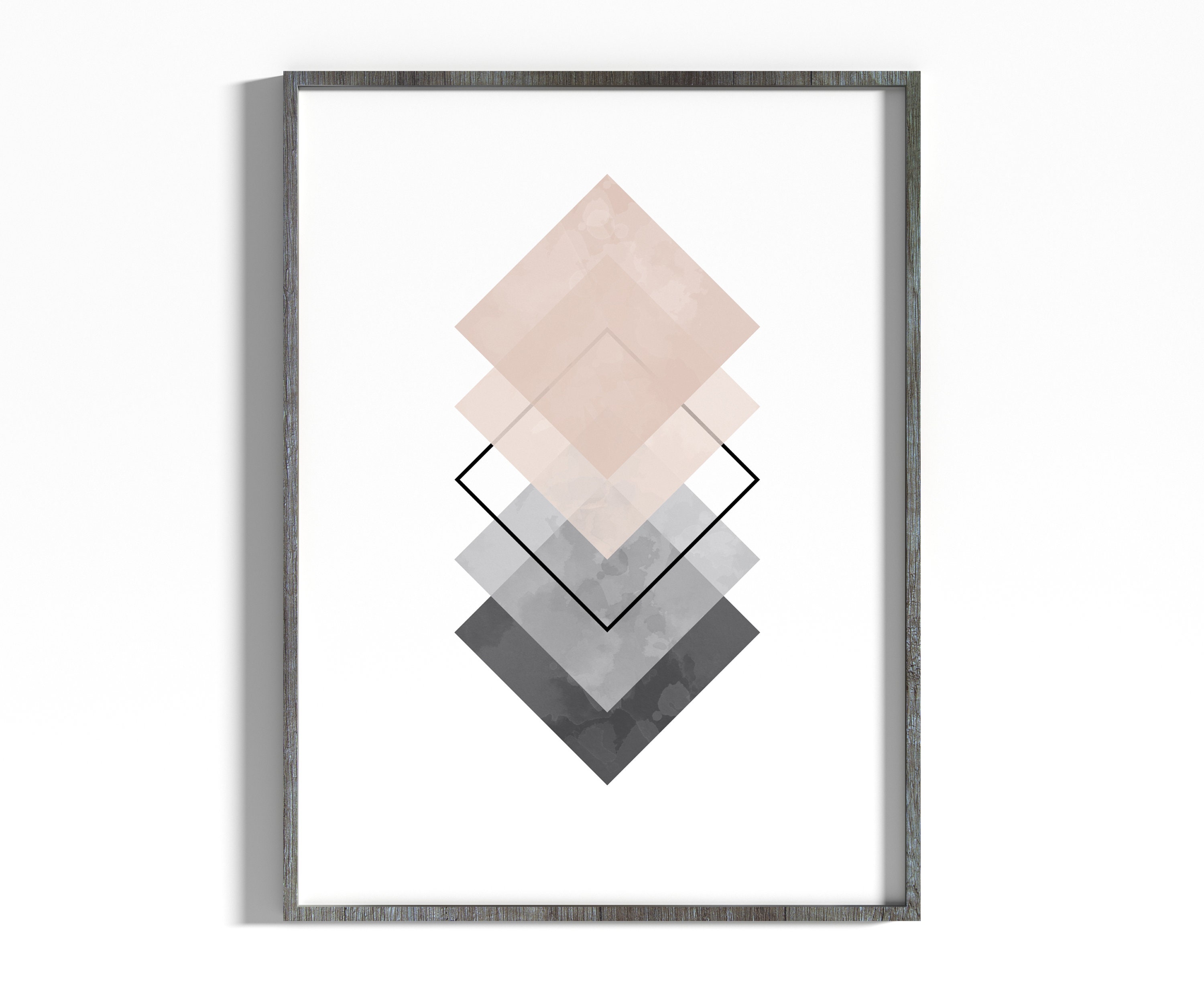Minimalist Art Print, Pink and Grey Print, Square Prints, Wall Decor
