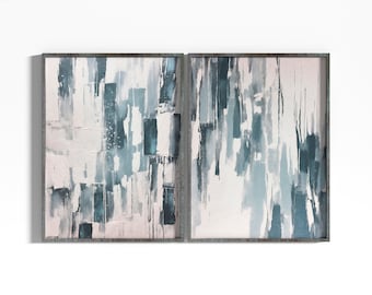 Set of 2 prints abstract navy blue, Minimalist blue wall art, Navy blue gallery wall, Digital art prints instant download