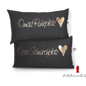 Lot de 2 coussins Grand-mère & Grand-père, 20 x 40 cm, doré