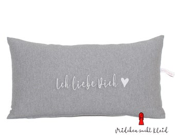 Te encanta almohada con incrustaciones en gris / San Valentín a medida