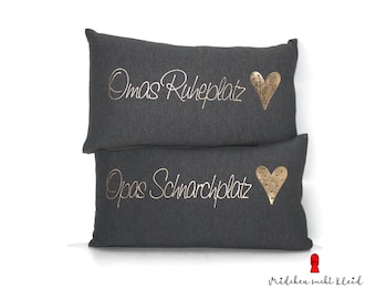 NEW! GOLD-DARK GREY, pillow with zipper, grandma and grandpa pillow, pillow in double pack as a gift