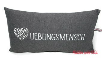 Kissen Lieblingsmensch, Kissen mit Reißverschluss, Kissen für den Lieblingsmenschen, Nackenrolle, Geschenk, Dankeschön,inklusive Inlay