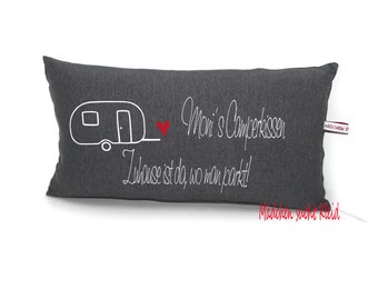 Almohada camper, personalizada con nombre, camping, caravana, jubilación