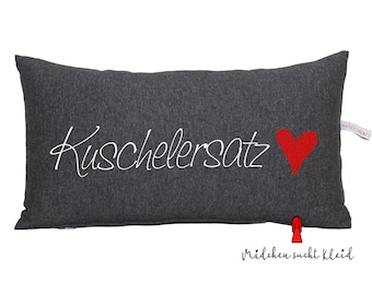 Cuddly alternative pillow | Decorative pillow with saying | Gift for your loved one | Sofa cushion 20x40 anthracite heart