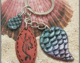 Fimo Keychain Effet Cuir Mermaid Flakes