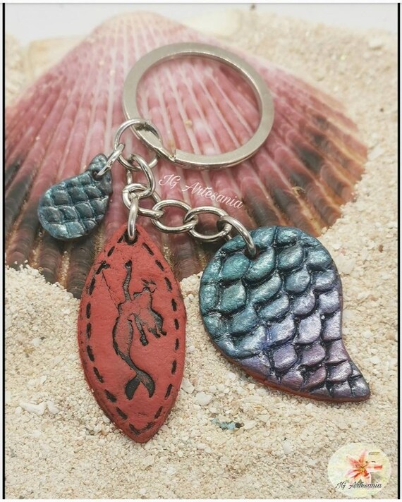 Fimo Keychain Leather Effect Mermaid Scales - Etsy
