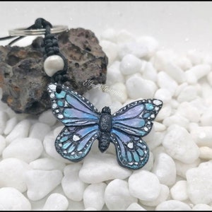 Leather Effect Butterfly Keychain