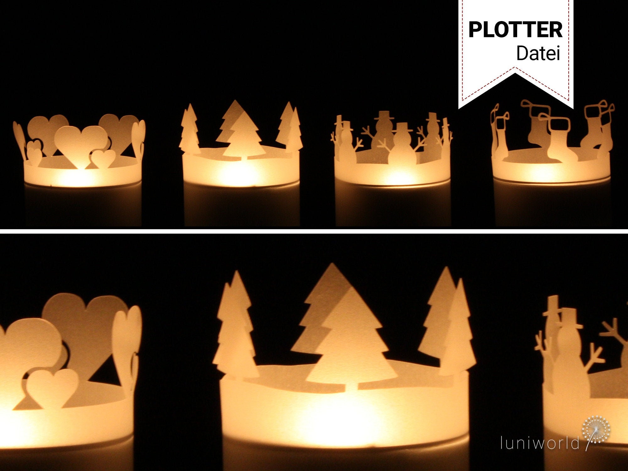 Weihnachtliche Teelichthüllen (Plotterdatei)