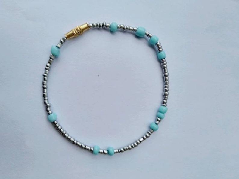 Wrist Bands African Anklet Beaded Bracelets Jewelry Quick Silver Summer Anklet- Beaded Anklet African Art Gift for her