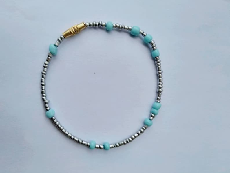 Wrist Bands African Anklet Beaded Bracelets Jewelry Quick Silver Summer Anklet- Beaded Anklet African Art Gift for her