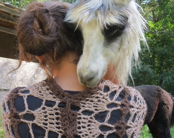 Crocheted vest in llama yarn