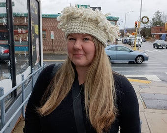 Women's Dandelion Hat in white, great gift for the woman that appreciates handmade