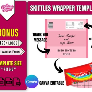 Skittles Wrapper Template | Skittles Template | Skittles Candy Wrapper Template |  Chip Bag Template | Skittles Candy Template