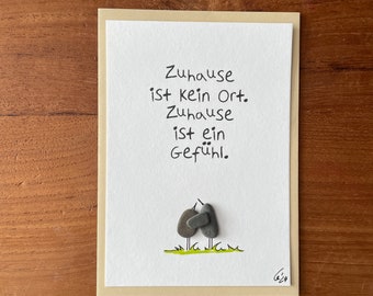 Kieselsteinbild Postkarte "Zuhause"