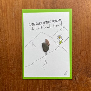 Postkarte Kieselsteinbild "Festhalten"