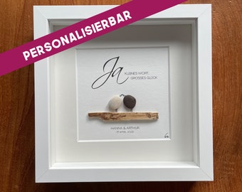 Personalisierbares Hochzeitsgeschenk "JA" personalisierbar