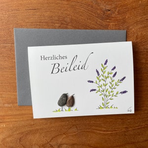 Kieselsteinbild Klappkarte "Herzliches Beileid"