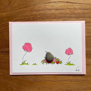 Kieselsteinbild Postkarte Vogel