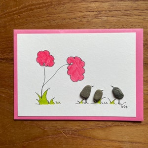 Kieselsteinbild Postkarte Vögel