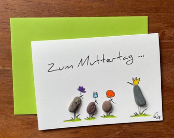 Kieselsteinbild Klappkarte "Muttertag!"