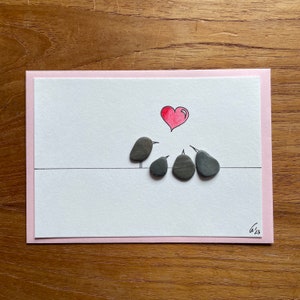 Kieselsteinbild Postkarte Vögel