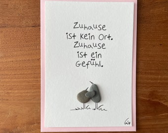 Kieselsteinbild Postkarte "Zuhause"